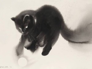水墨画的艺术 看国外大师是怎样画猫的